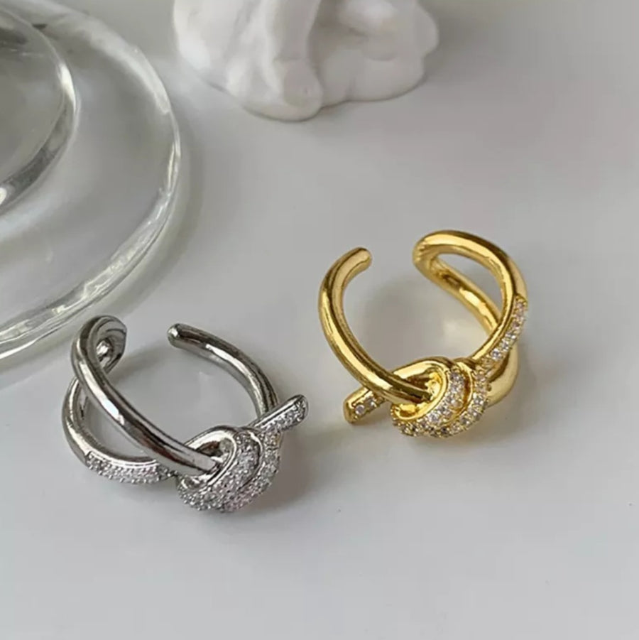 925 Crystal Twisted Knot Ring (BACKORDER)