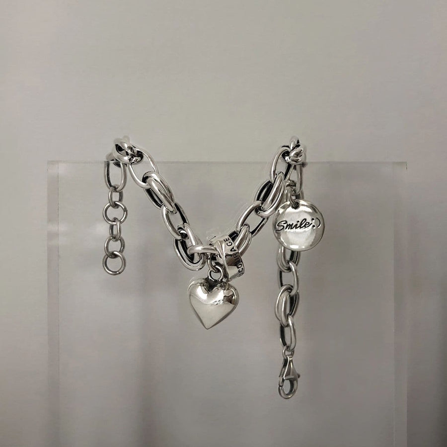 925 Heart x Smile Charm Bracelet (BACKORDER)