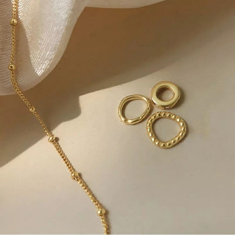18K Stack Rings On Chain Necklace (BACKORDER)