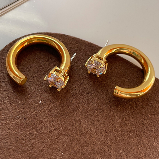 925 Crystal C Hoop Earrings (BACKORDER)